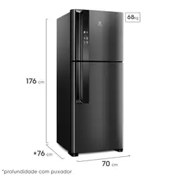 Geladeira Electrolux Top Freezer Frost Free 431 Litros Efficient Black Inox Look com Tecnologia Autosense (IF55B) 220V