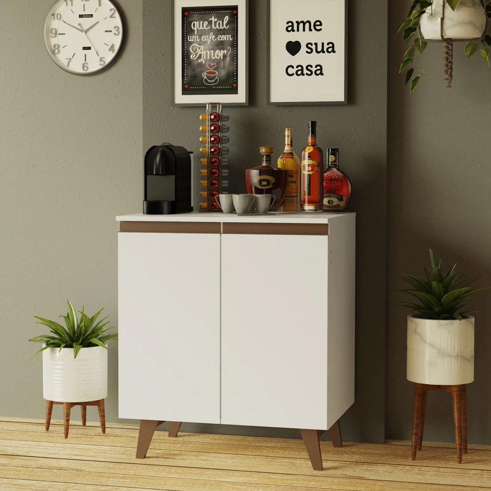 Balcão Cantinho do Café Madesa Reims 70 cm 2 Portas Branco Cor:Branco