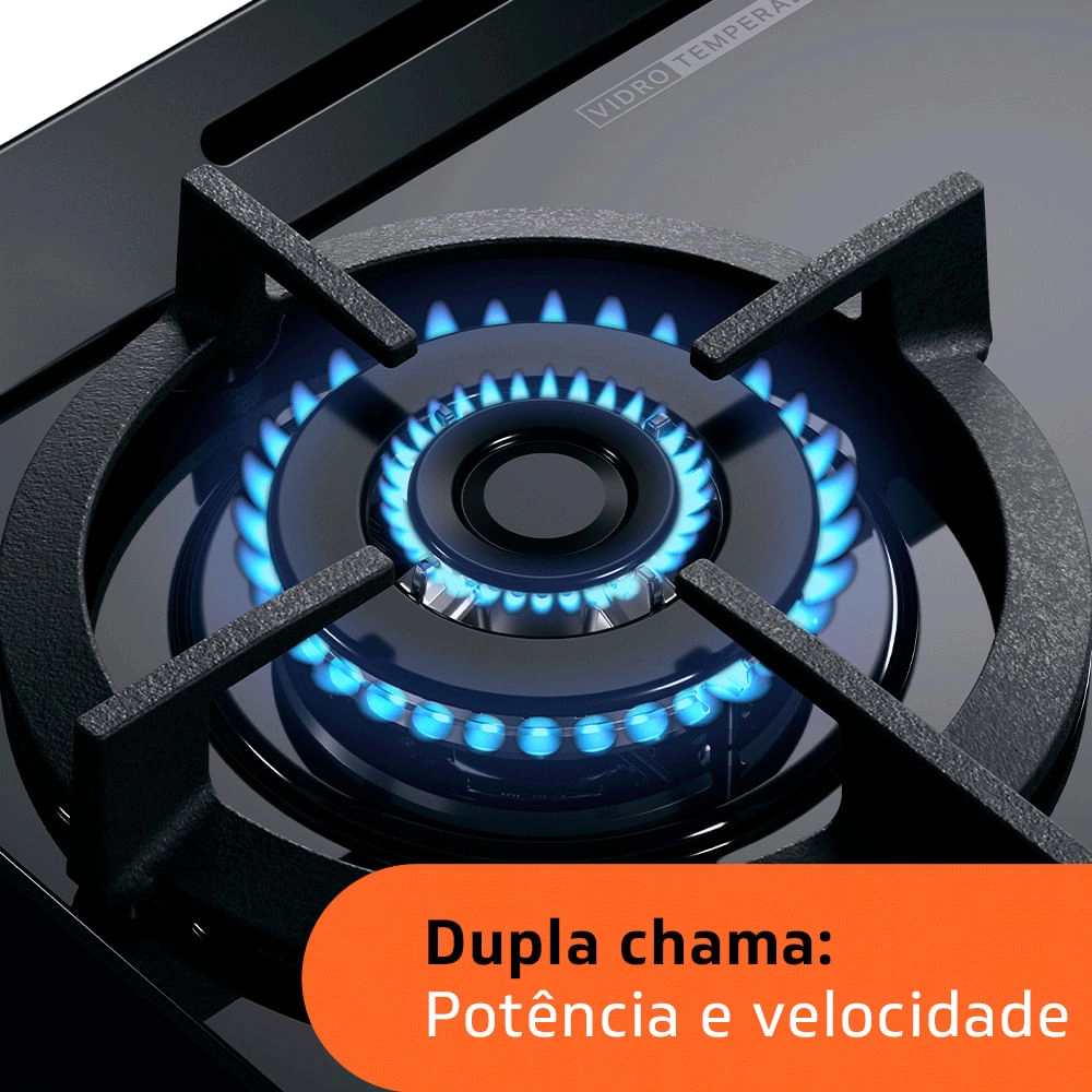 Fogão Brastemp 4 Bocas De Embutir Preto Com Mesa De Vidro E Dupla Chama ...