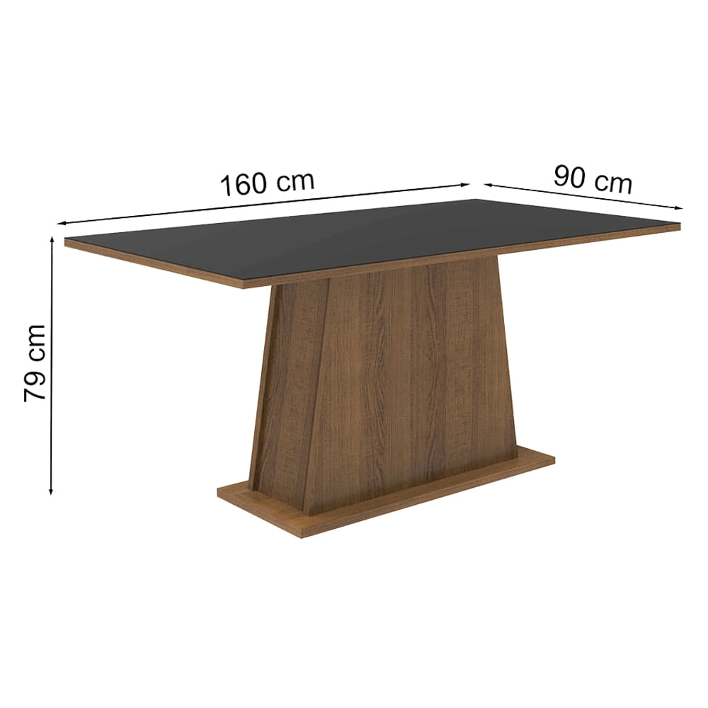 Mesa Madesa Retangular Tampo de Madeira 5364 Rustic/Preto Cor:Rustic/Preto