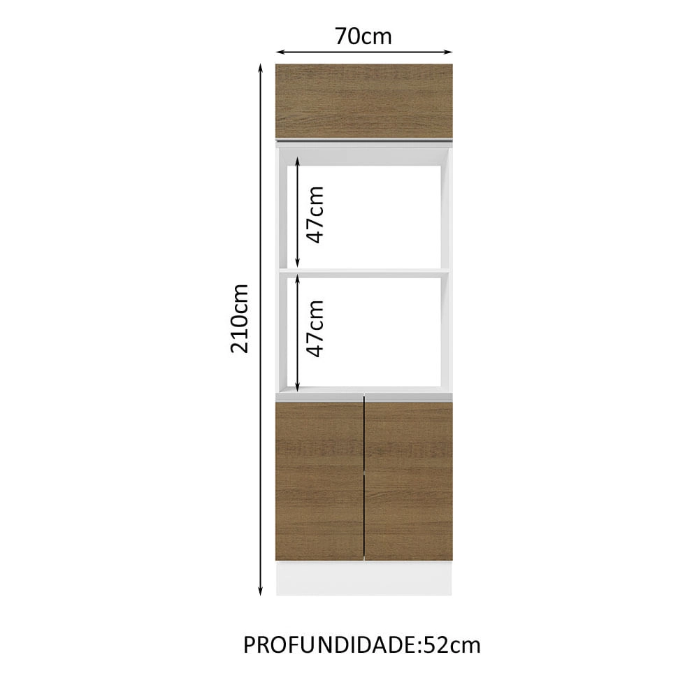 Torre Quente Para 2 Fornos Madesa Acordes 100% MDF Branco/Rustic Cor:Branco/Rustic