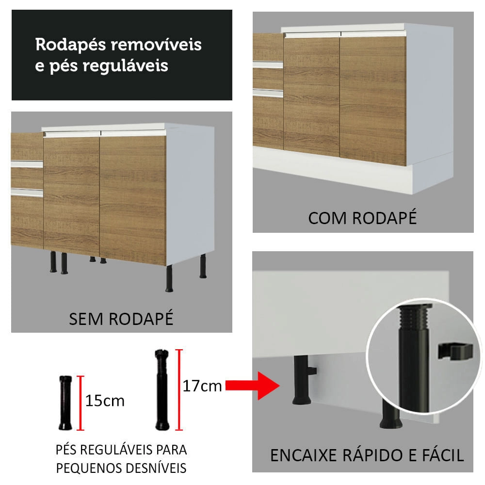 Paneleiro Madesa Smart 2 Portas Branco/Rustic Cor:Branco/Rustic