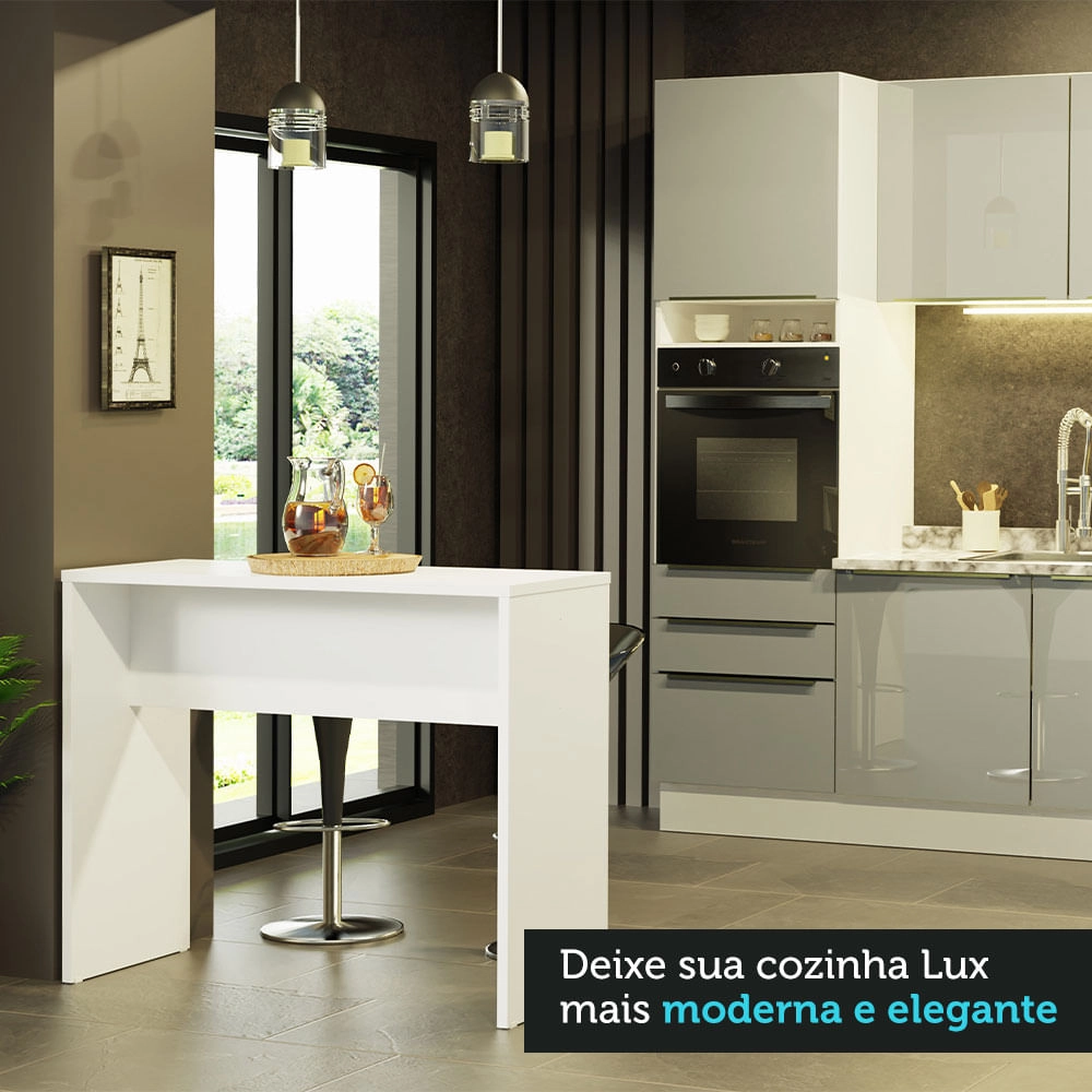 Bancada para Cozinha Lux Madesa 115 cm Branco Cor:Branco