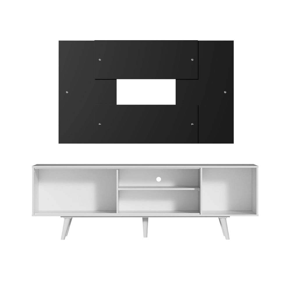 Rack Madesa Dubai com Pés e Painel para TV até 58 Polegadas Branco/Preto 7377 Cor:Branco/Preto/Preto