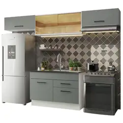 Cozinha Compacta Madesa Agata 280001 com Armário e Balcão Branco/Cinza Cor:Branco/Cinza