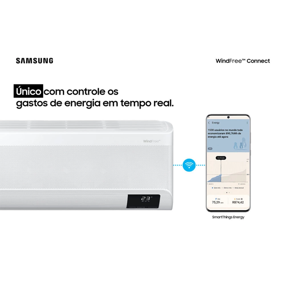 Ar Condicionado Hi Wall Samsung WindFree Connect Inverter 18.000 Btus Frio 220v