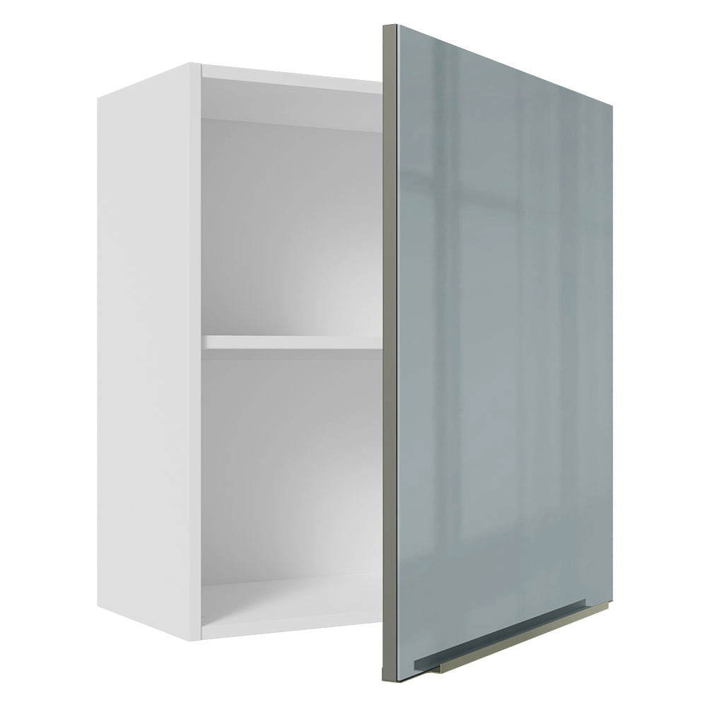 Armário Aéreo Madesa Lux 60 cm 1 Porta Branco/Cinza Cor:Branco/Cinza