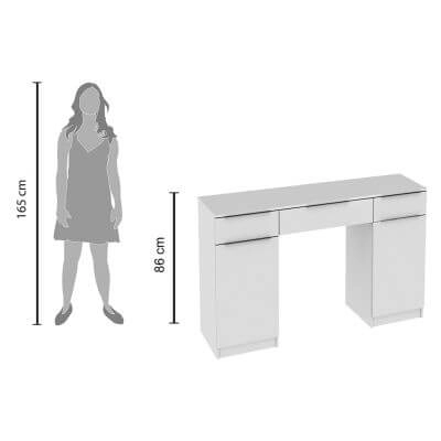 Penteadeira Madesa Camarim 2 Portas e 3 Gavetas (Sem Painel) Branco Cor:Branco