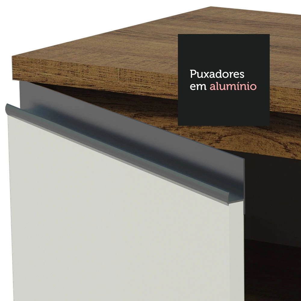 Balcão Gabinete de Pia Madesa Glamy 120 cm 1 Porta 2 Gavetas Rustic/Branco Cor:Rustic/Branco