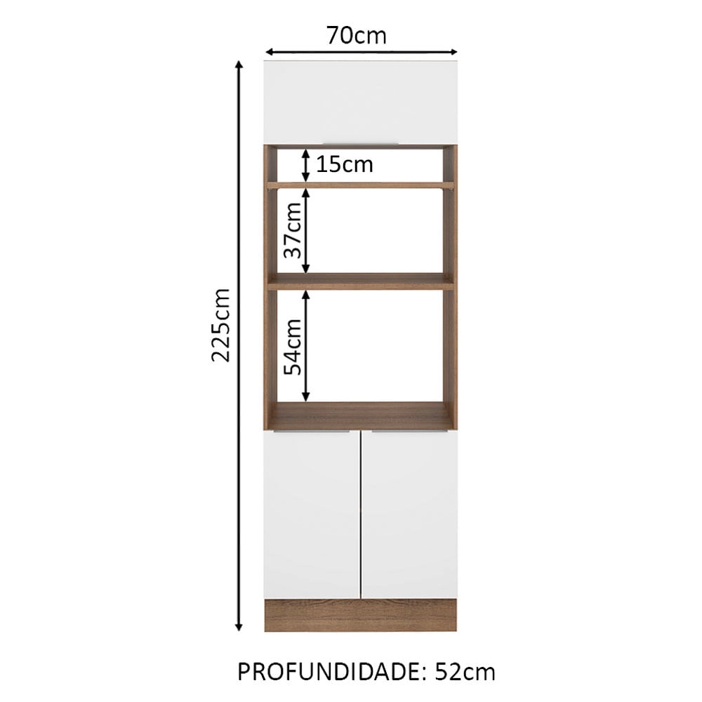 Torre Quente Madesa Stella 70 cm 3 Portas Rustic/Branco Cor:Rustic/Branco