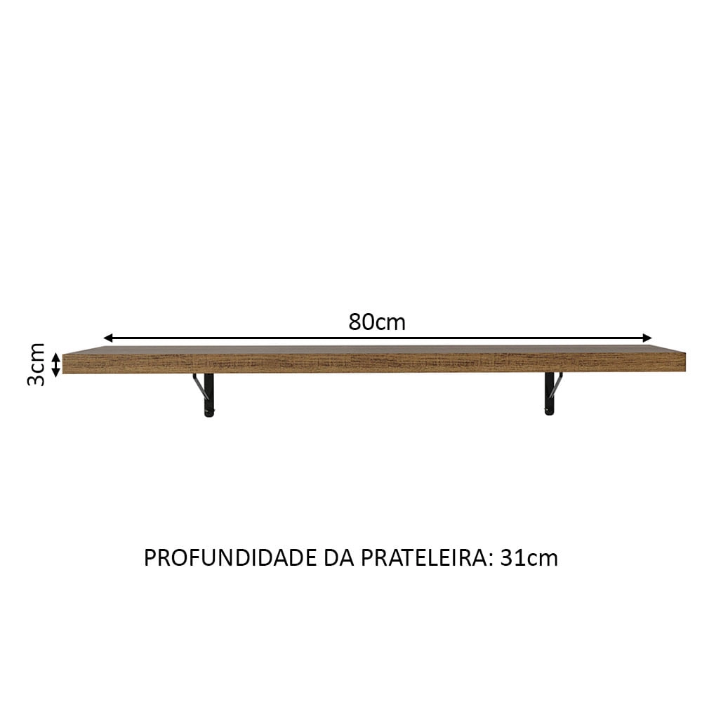 Kit 2 Prateleiras Suspensas para Cozinha Madesa 80 cm com Mão Francesa  Branco - Madesa Móveis