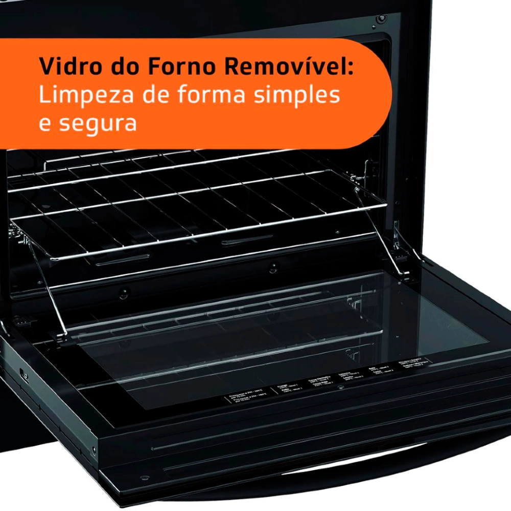 Fogão Brastemp 5 Bocas de Embutir Preto com Mesa De Vidro e Turbo Chama - BYS5VCE Bivolt