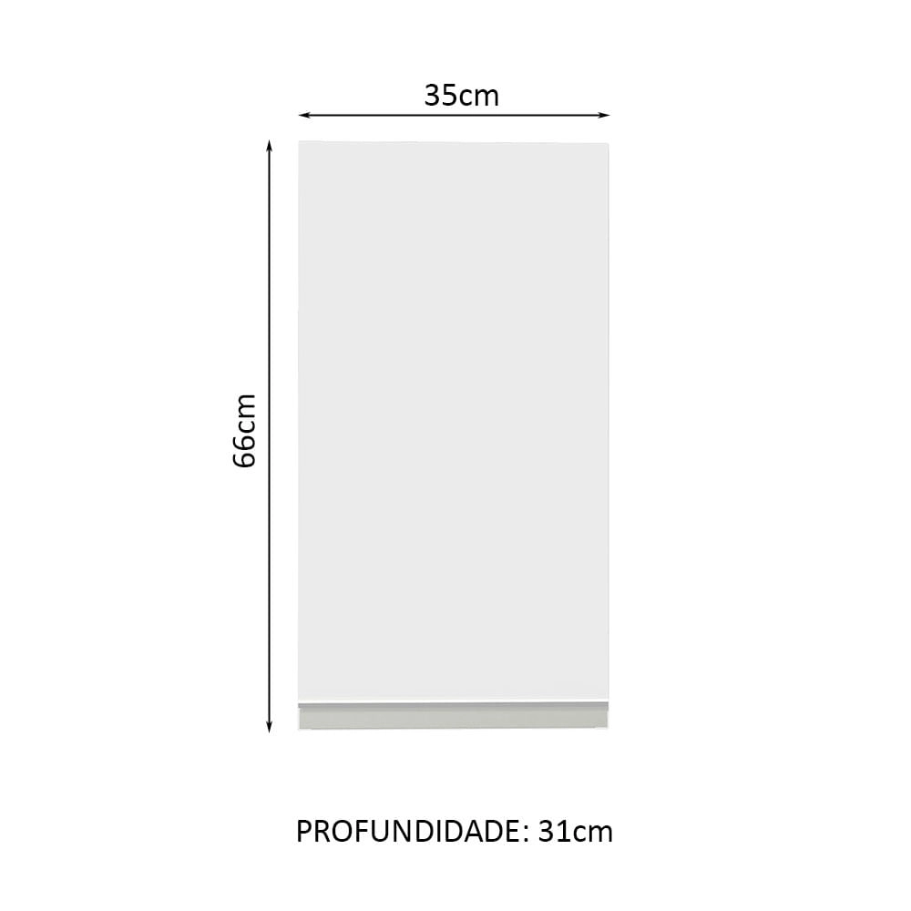 Armário Aéreo Madesa Glamy 35 cm 1 Porta Branco Cor:Branco