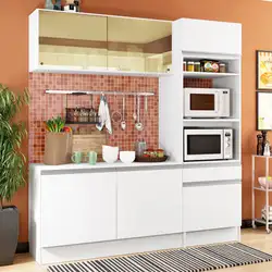 Cozinha Compacta Madesa Diamante Pop com Armário, Balcão e Tampo Branco Cor:Branco