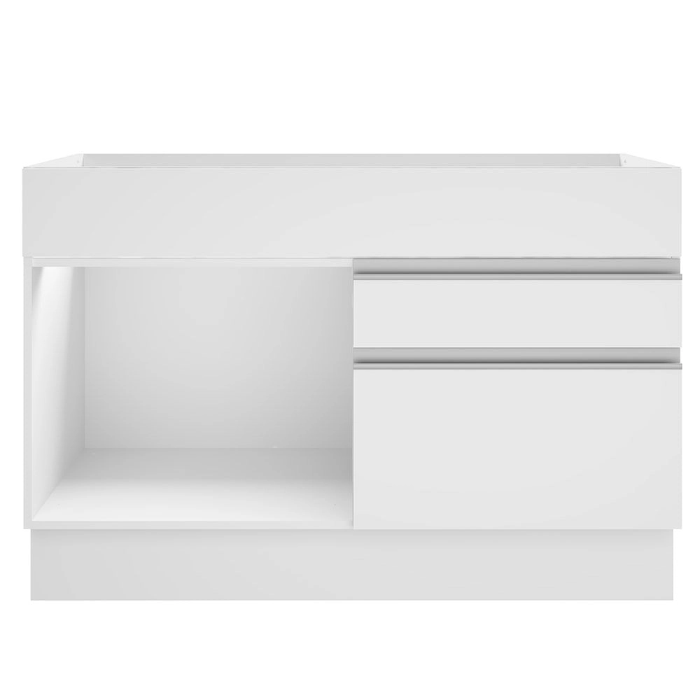 Balcão Gabinete de Pia Madesa Glamy 120 cm 1 Porta 2 Gavetas Branco Cor:Branco