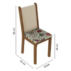 Kit 6 Cadeiras 4291 Madesa Rustic/Crema/Hibiscos Cor:Rustic/Crema/Hibiscos