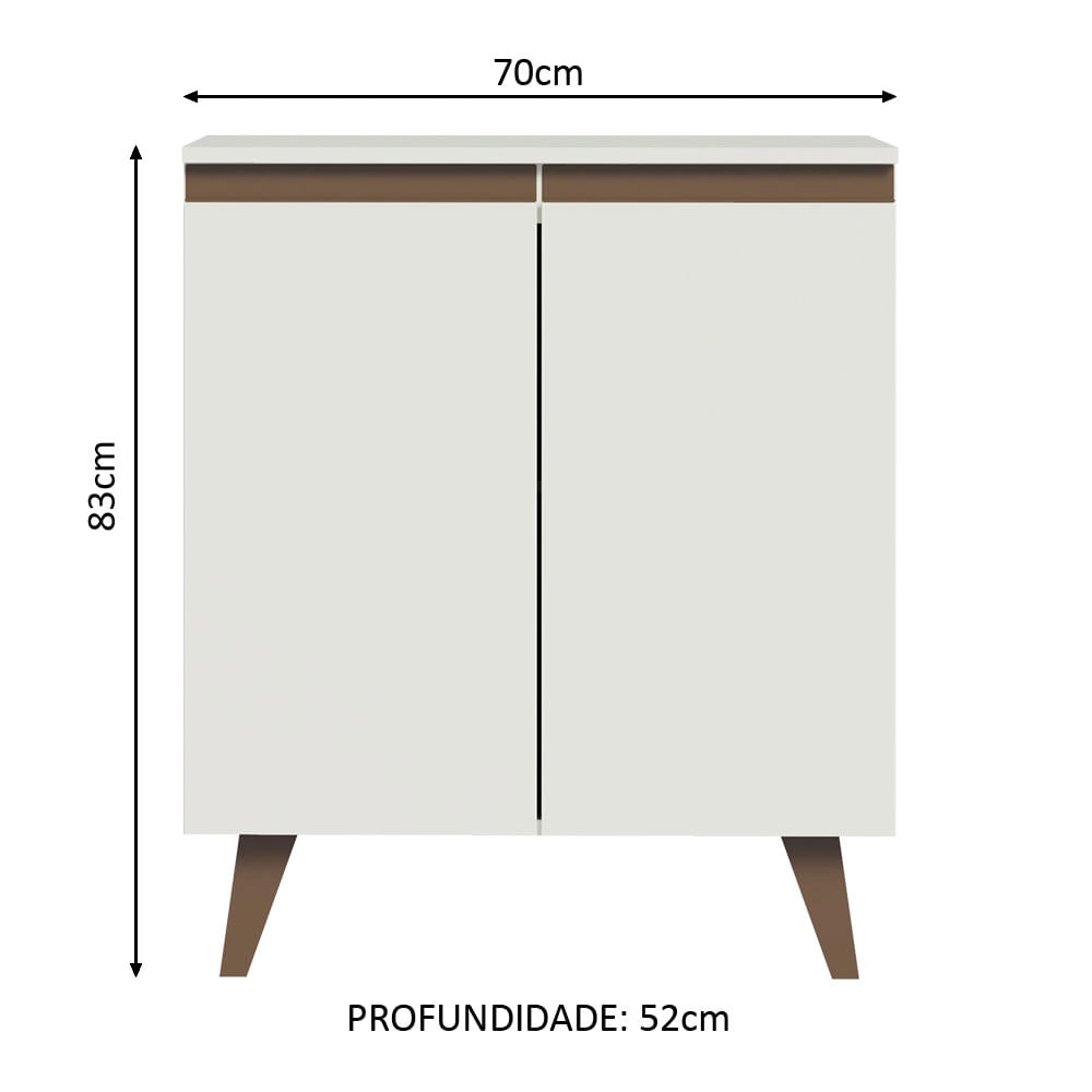 Balcão Cantinho do Café Madesa Reims 70 cm 2 Portas Branco Cor:Branco