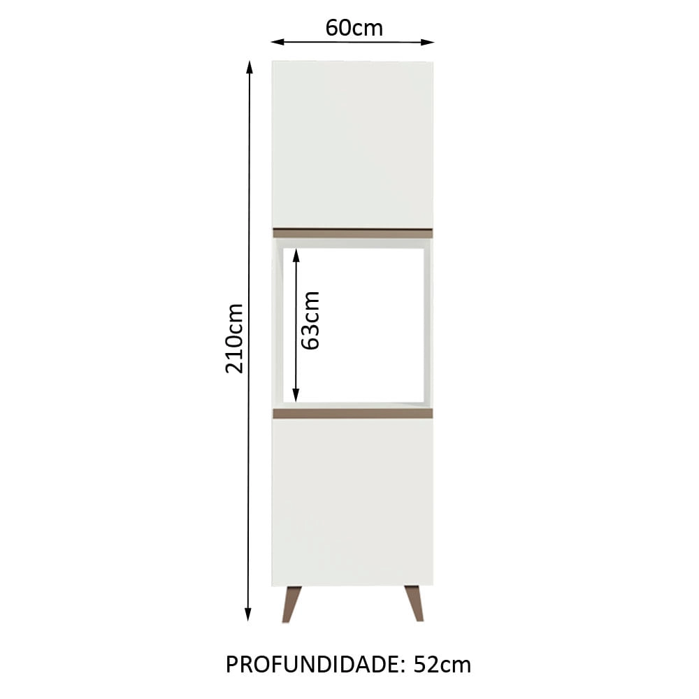 Torre-Quente Madesa Reims 60 cm 2 Portas Branco Cor:Branco