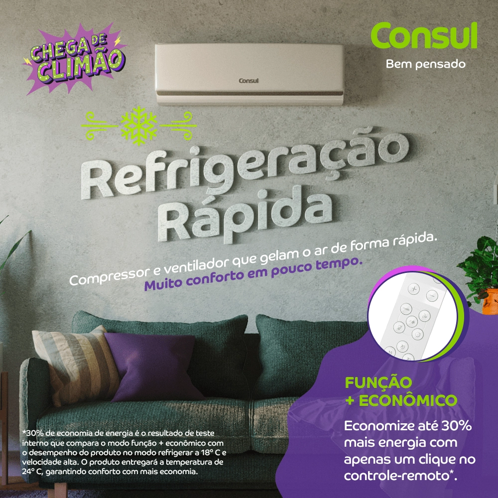 Ar condicionado split inverter 12000 btus Consul  quente e frio maxi refrigeração e maxi economia - CBJ12EBBCJ 220V