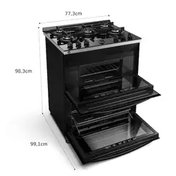 Fogão Brastemp 5 bocas Preto com duplo forno, mesa de vidro e turbo chama - BFD5VCE 220V