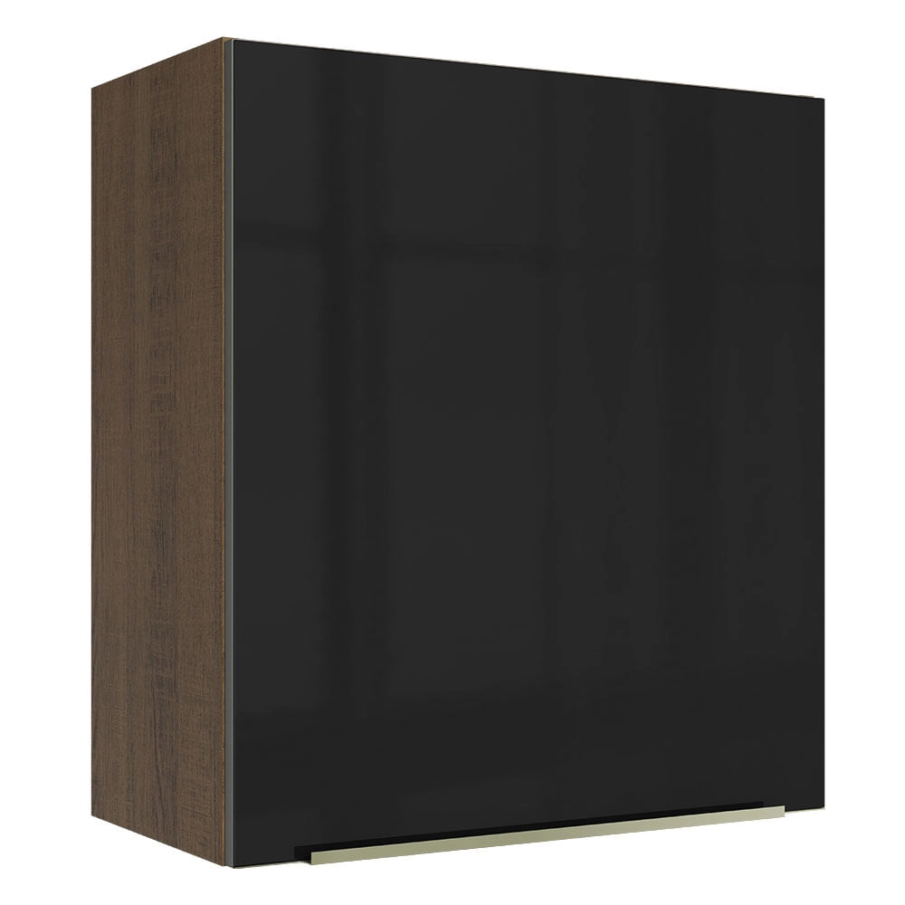 Armário Aéreo Madesa Lux 60 cm 1 Porta Rustic/Preto Cor:Rustic/Preto