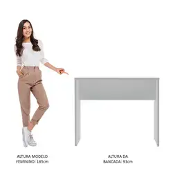 Bancada para Cozinha Reims Madesa 115 cm Branco Cor:Branco