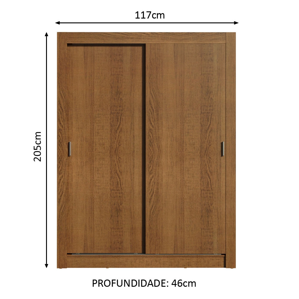 Guarda-Roupa Solteiro Madesa Denver 2 Portas de Correr Rustic Cor:Rustic