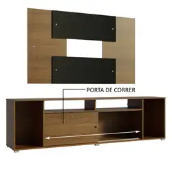 Rack Madesa Cancun e Painel para TV até 58 Polegadas Rustic/Preto Cor:Rustic/Preto