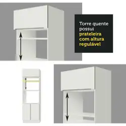 Torre-Quente Madesa Lux 70 cm 3 Portas Branco/Branco Veludo Cor:Branco/Branco Veludo