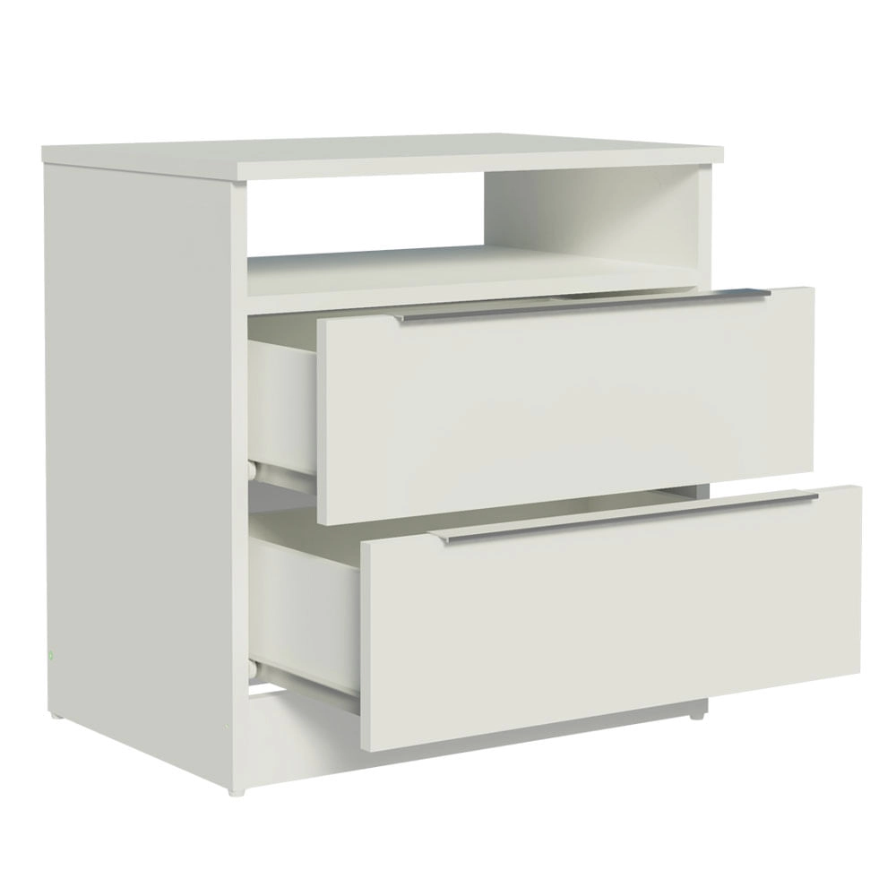 Mesa de Cabeceira Madesa 3227 com 2 Gavetas Branco Cor:Branco