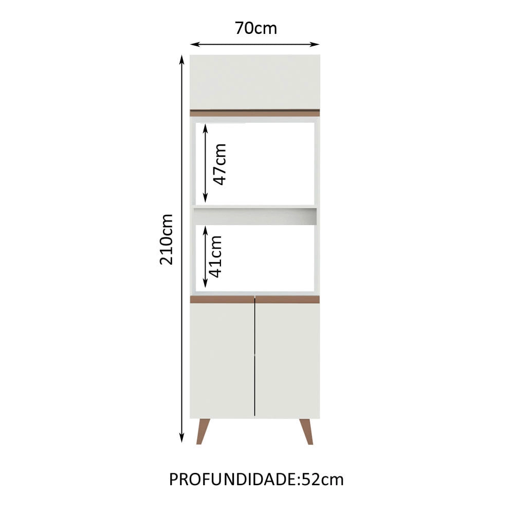 Torre Quente Madesa Reims 70 cm 3 Portas Branco Cor:Branco