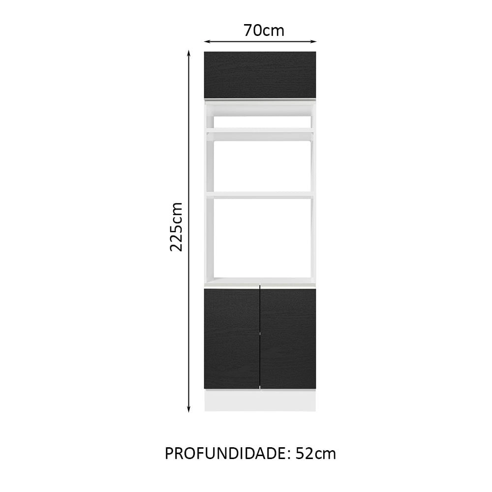 Torre Quente Madesa Glamy 70 cm 3 Portas Branco/Preto Cor:Branco/Preto