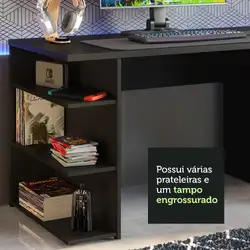 Mesa para Computador Gamer e Painel TV Madesa Preto/Branco Cor:Preto/Branco