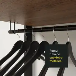 Closet Aberto Guarda-Roupa 2 Gavetas 70cm Rustic/Preto Madesa Cor:Rustic/Preto
