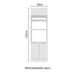 Torre-Quente Madesa Lux 70 cm 3 Portas Branco/Branco Veludo Cor:Branco/Branco Veludo