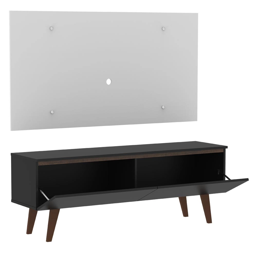 Rack Madesa Le Mans e Painel para TV até 55 Polegadas 2 Portas Preto/Branco Cor:Preto/Branco