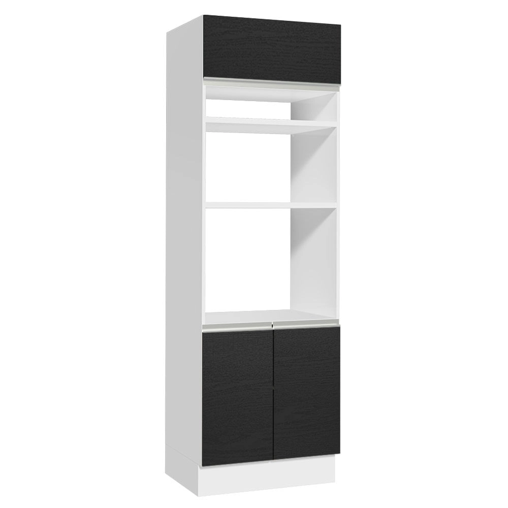 Torre Quente Madesa Glamy 70 cm 3 Portas Branco/Preto Cor:Branco/Preto