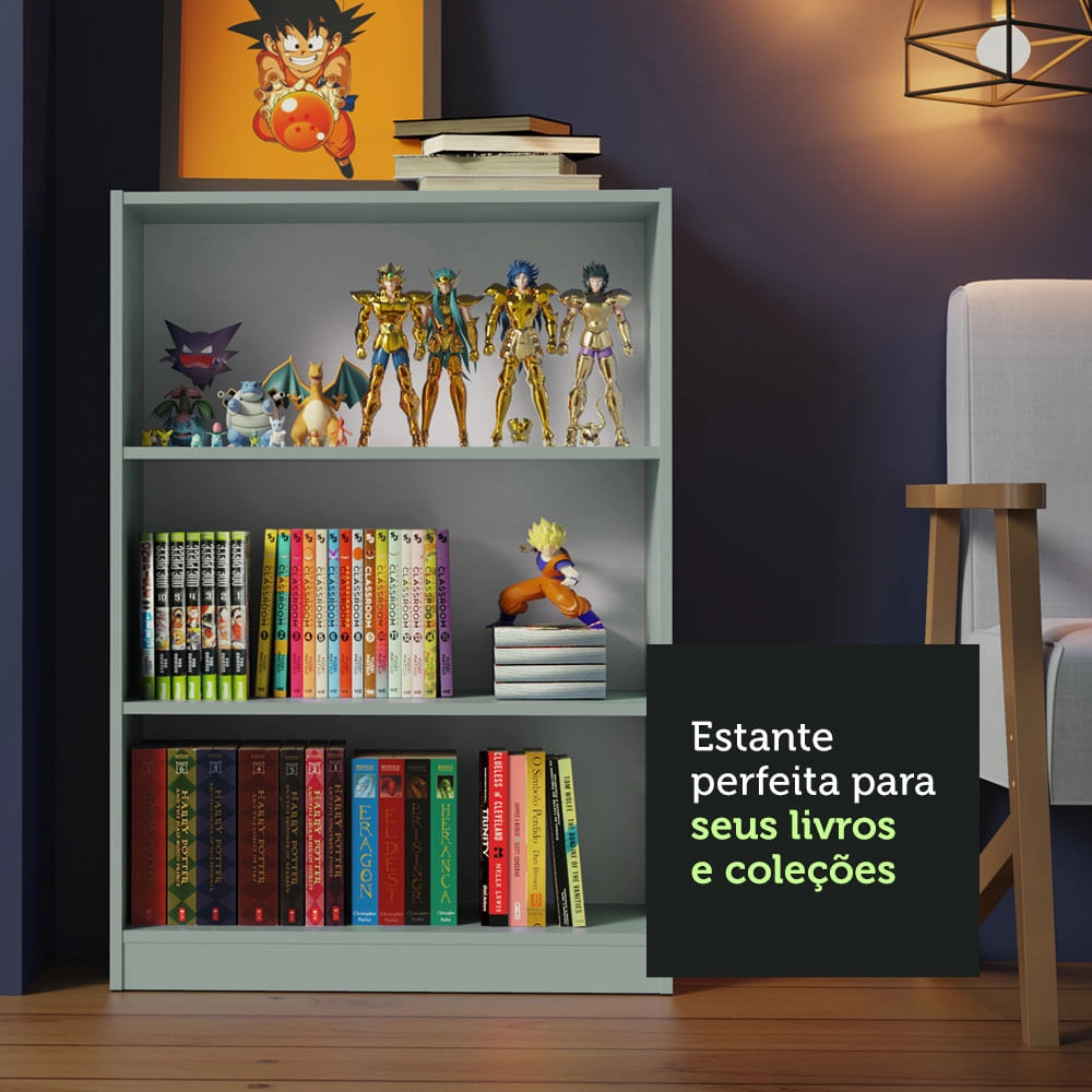 Estante Livreiro Madesa 6907 com 3 Nichos Cinza Cor:Cinza