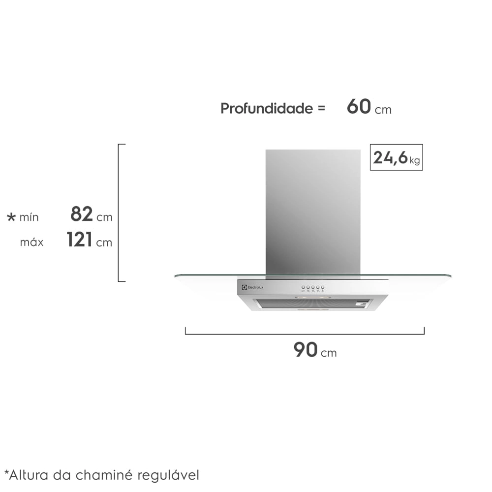 Coifa de Ilha Electrolux 90cm Vidro com Luz de Led Efficient (CE9IX) 220V