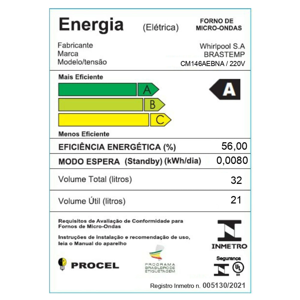 Micro-ondas Consul de Embutir 32 Litros Preto com Design Moderno e Menu Fácil - CM146AE 220V