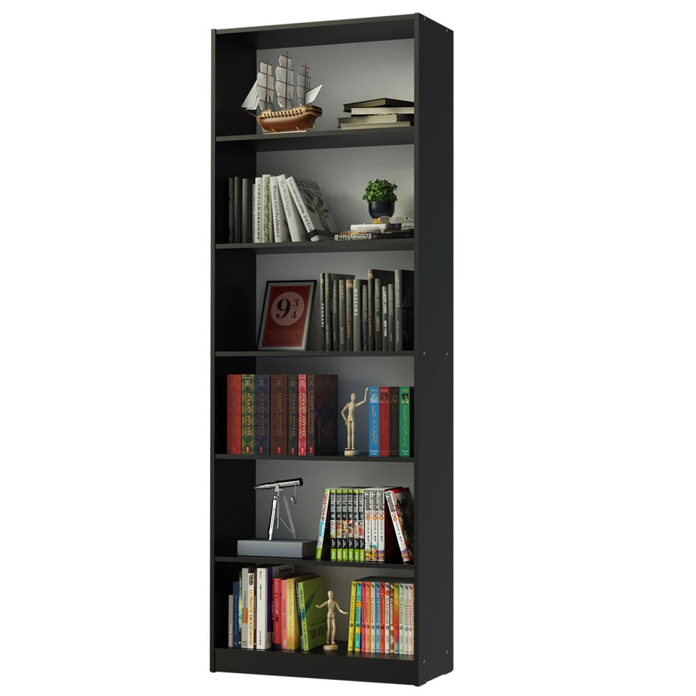 Estante Livreiro Madesa 6908 com 6 Nichos Preto Cor:Preto