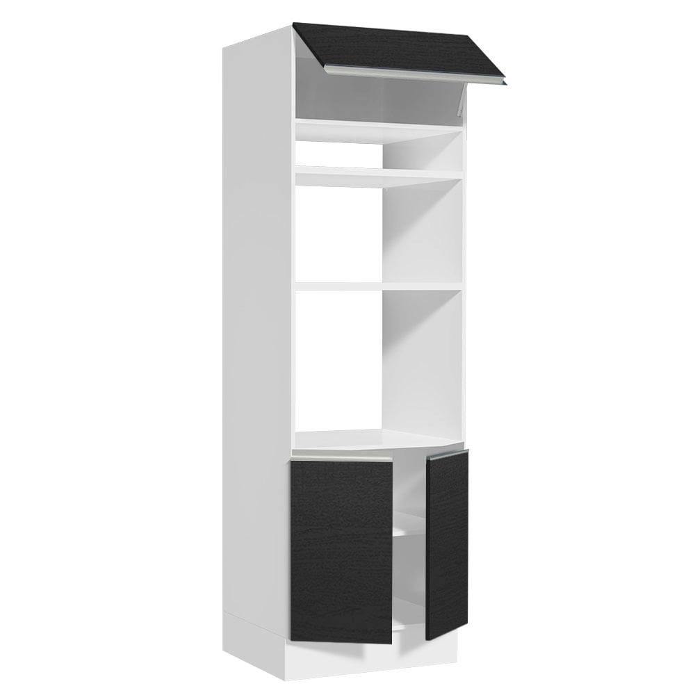 Torre Quente Madesa Glamy 70 cm 3 Portas Branco/Preto Cor:Branco/Preto