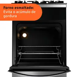 Fogão Brastemp 4 Bocas Inox com mesa de vidro, dupla chama e grill elétrico - BFO4VBR 220V