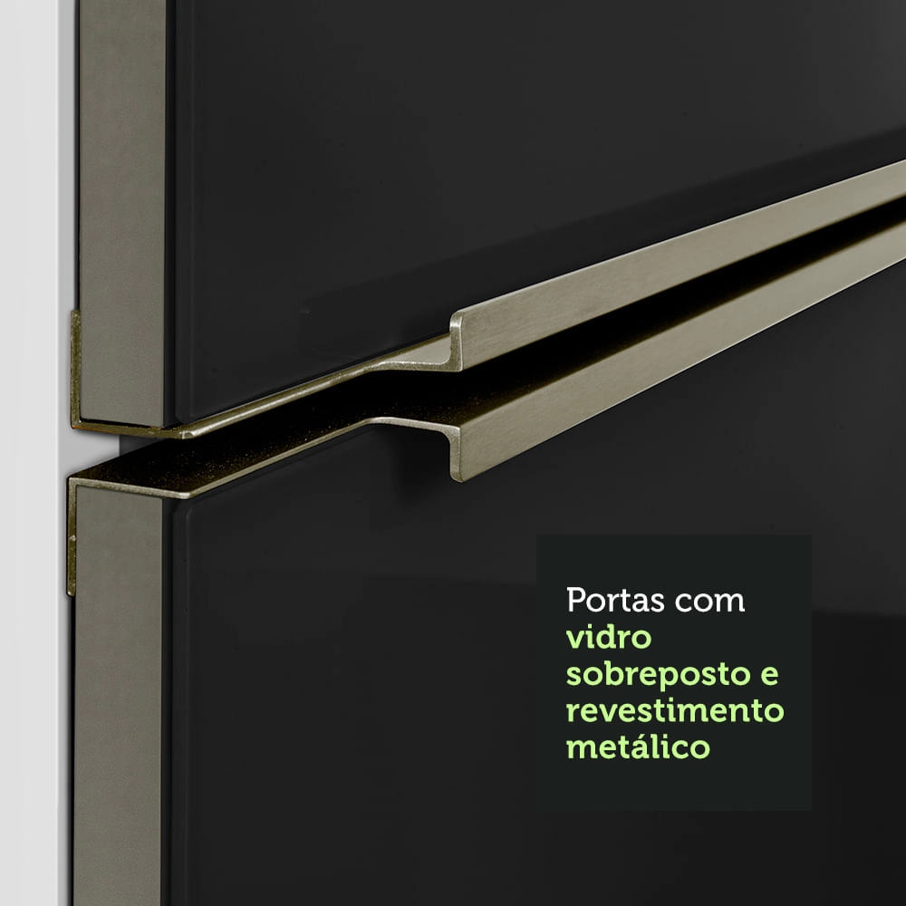 Balcão Madesa Lux 60 cm 1 Porta Branco/Preto Cor:Branco/Preto