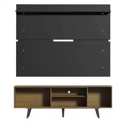 Rack Madesa Dubai e Painel para TV até 65 Polegadas com Pés Rustic/Preto 5ZD8 Cor:Rustic/Preto/Rustic