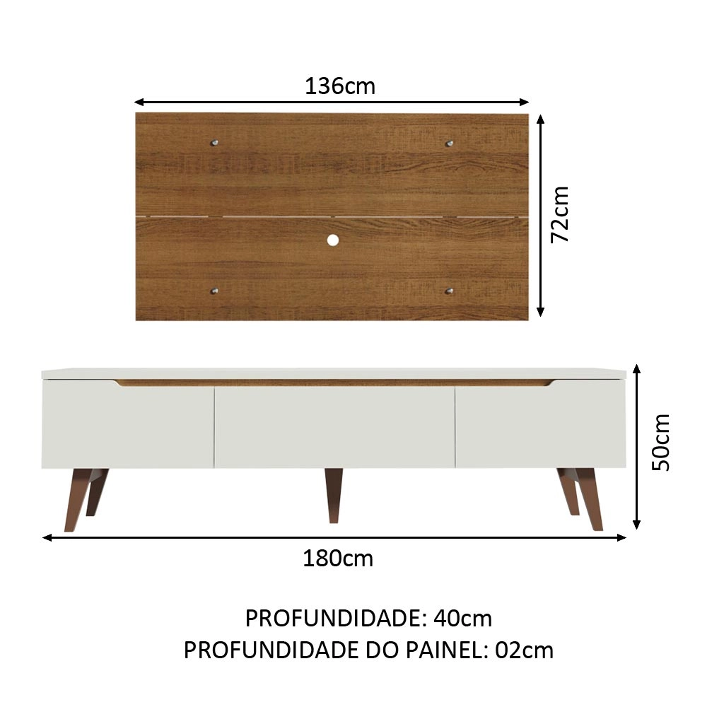 Rack Madesa Reims e Painel para TV até 55 Polegadas 2 Portas e 1 Gaveta Branco/Rustic Cor:Branco/Rustic