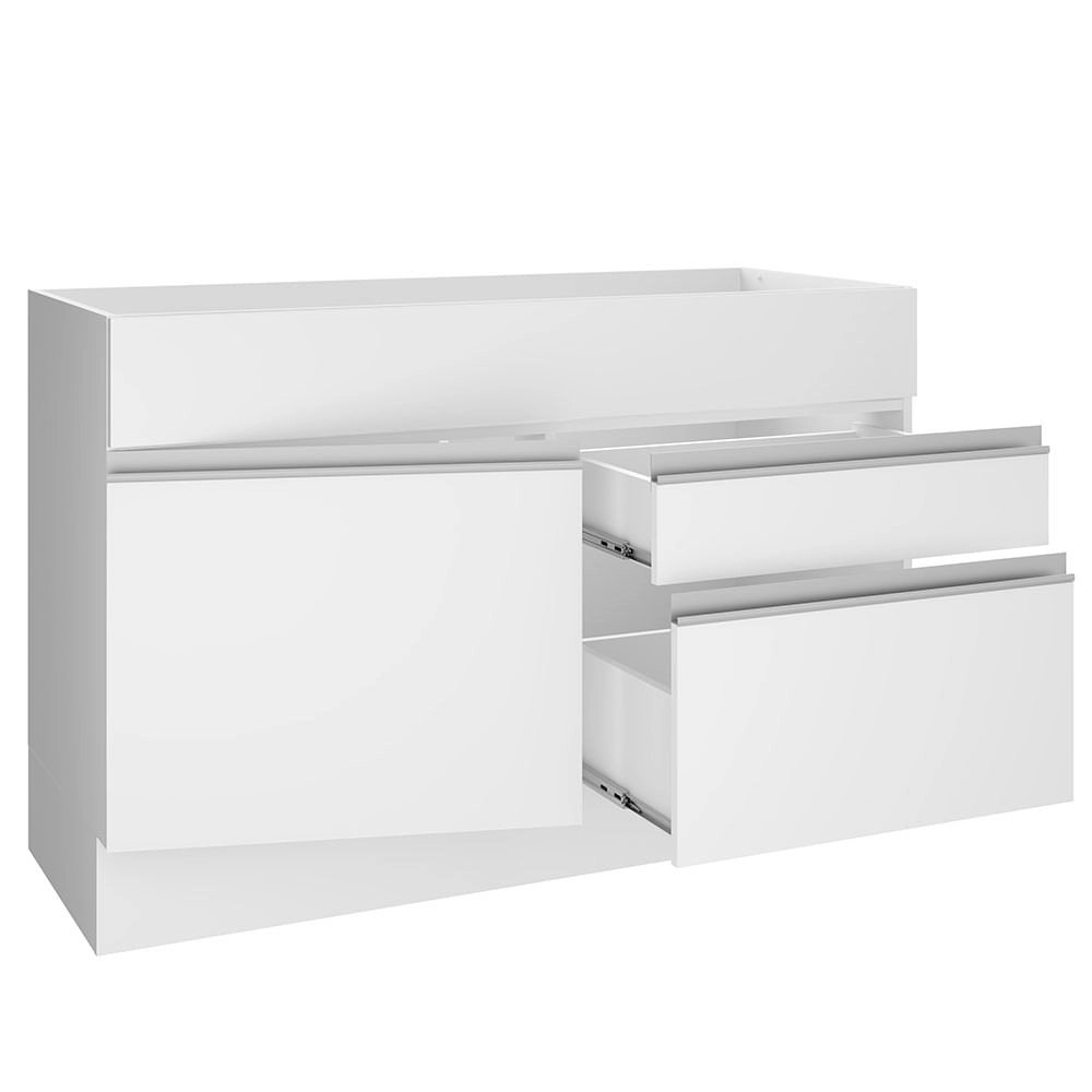 Balcão Gabinete de Pia Madesa Glamy 120 cm 1 Porta 2 Gavetas Branco Cor:Branco