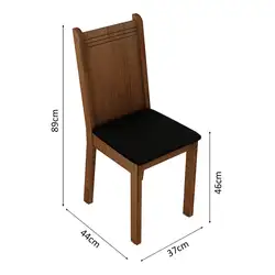 Kit 6 Cadeiras 4290 Madesa Rustic/Sintético Preto Cor:Rustic/Sintético Preto