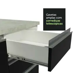 Cozinha Completa de Canto Madesa Glamy 399001 com Armário e Balcão (Sem Tampo e Pia) Branco/Preto Cor:Branco/Preto