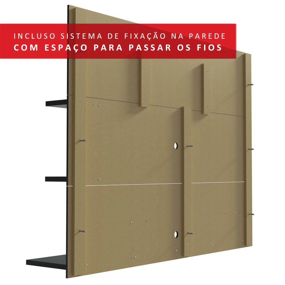 Painel para TV até 60 Polegadas Madesa Alfa Preto Cor:Preto